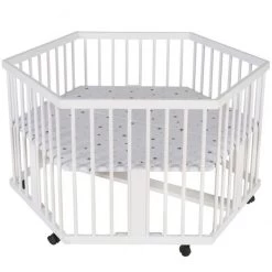 Schardt Solitär 6-Eck Laufgitter Kiefer Weiß Mit Folie Sternchen Grau