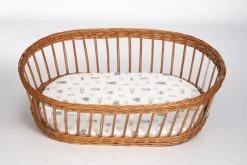 Mionido Stubenwagen Maxi Natur Pyjamabär Grün Mit Garnierung, Matratze Und Matratzenbezug -Baby Welt Verkauf 0400 60