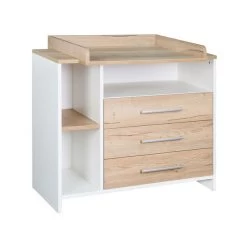 Schardt Eco Plus Wickelkommode Halifax Eiche/weiß 3 Schubkästen, 3 Fächer - Mit Wickelaufsatz