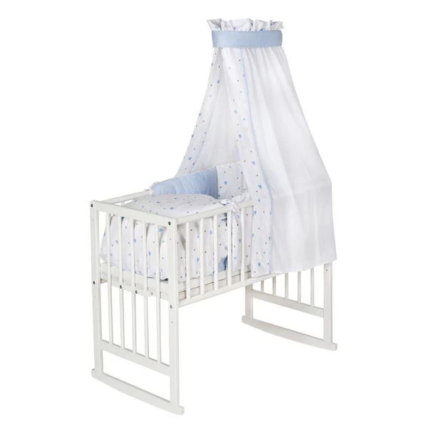 Schardt Multifunktionswiege 5 In 1 Buche Massiv Weiß Lackiert Mit Textiler Ausstattung Herzchen Hellblau 1 Schardt Multifunktionswiege 5 In 1 Buche Massiv Weiß Lackiert Mit Textiler Ausstattung Herzchen Hellblau