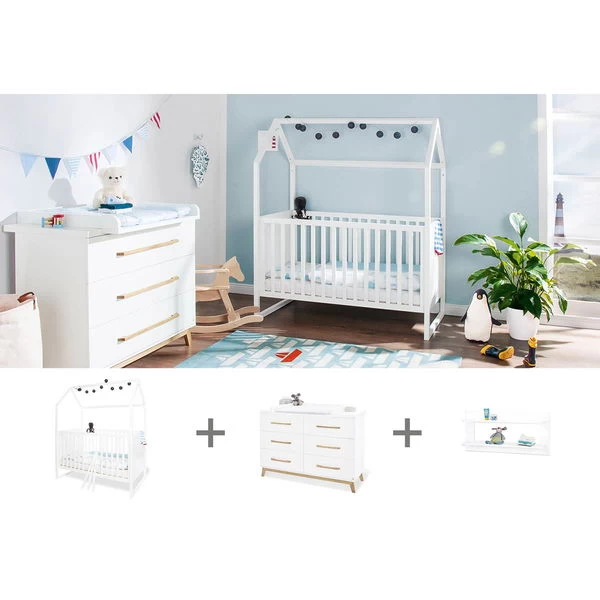 Pinolino Hilda & Riva Sparset Extrabreit Inkl. Hausbett Und Wandregal 1 Pinolino Hilda & Riva Sparset Extrabreit Inkl. Hausbett Und Wandregal