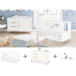 Pinolino Move Sparset Extrabreit Inkl. Wandregal Wickelkommode & Kinderbett