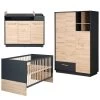Roba Lenn Kinderzimmer 3T Anthrazit/natur Bett, Wickelkommode, Schrank