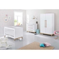 Pinolino Riva Kinderzimmer Breit 2türig Inkl. Wandregal Edelmatt Weiß/Esche Klar Lackiert