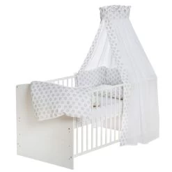 Schardt Circle Star Grau Bettset 4- Teilig Mit Bettwäsche, Himmel Und Nestchen