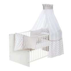 Schardt Ice Crystal Beige Bettset 4- Teilig Mit Bettwäsche, Himmel Und Nestchen