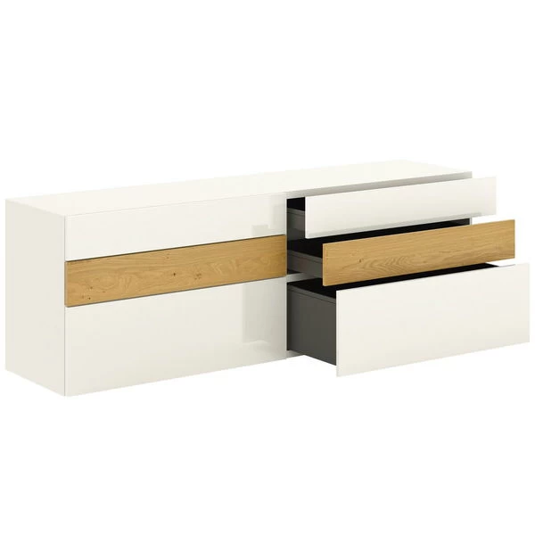 Now! Vision By Hülsta Sideboard 4R 6 Schubladen 70,4x211,3x52 - Lack-weiß/Natureiche/Hochglanz 2 Now! Vision By Hülsta Sideboard 4R 6 Schubladen 70,4x211,3x52 - Lack-weiß/Natureiche/Hochglanz – Bild 2