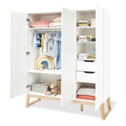 Pinolino Bridge Kinderzimmer Extrabreit Groß - 3T Inkl. Wandregal Weiß/Esche Klar Lackiert -Baby Welt Verkauf 143466g 02 2