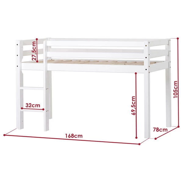 Hoppekids Halbhohes Bett ECO Dream 70x160 Cm Nicht Teilbar | Mit Gerader Leiter 3 Hoppekids Halbhohes Bett ECO Dream 70x160 Cm Nicht Teilbar | Mit Gerader Leiter – Bild 3