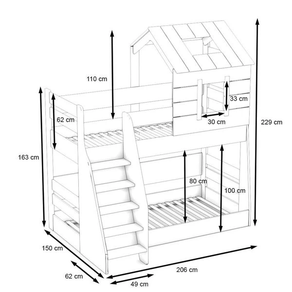 Nature Kid My House Etagenbett Weiß/grau Liegefläche 90/100 X 200 Cm 3 Nature Kid My House Etagenbett Weiß/grau Liegefläche 90/100 X 200 Cm – Bild 3