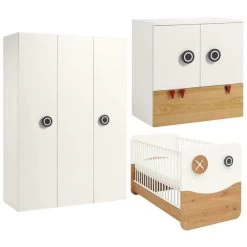 Hülsta Now! Minimo Kinderzimmer 3-türig Schneeweiß/Natureiche Inkl. Wickelaufsatz
