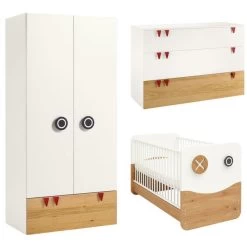 Hülsta Now! Minimo Kinderzimmer 2-türig Schneeweiß/Natureiche Inkl. Wickelaufsatz