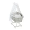 Alvi Birthe Stubenwagen Weiß Komplettset Aqua Dot Incl. Matratze, Himmelstange Und Garnitur