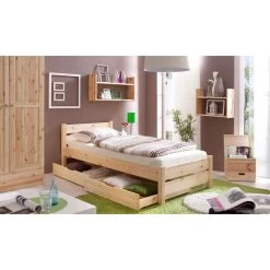 Ticaa Bora Einzelbett Kiefer Natur 90 X 200 Cm Massivholz