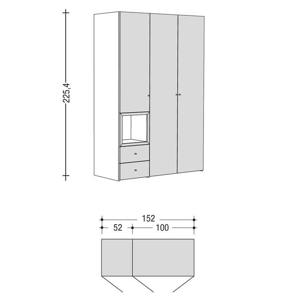Now! Wardrobes By Hülsta Kombination 7 225,4x152x59 Cm | Lack-grau/Lack-Hochglanz-weiß 2 Now! Wardrobes By Hülsta Kombination 7 225,4x152x59 Cm | Lack-grau/Lack-Hochglanz-weiß – Bild 2