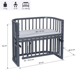 Babybay Maxi Comfort Plus Beistellbett Schiefergrau Lackiert Extra Belüftet -Baby Welt Verkauf babybay maxi comfort plus beistellbett schiefergrau lackiert 190117 006