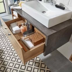 Trendteam Bay Waschbeckenunterschrank Inkl. Becken Eiche Riviera / Beton 5 Trendteam Bay Waschbeckenunterschrank Inkl. Becken Eiche Riviera / Beton -Baby Welt Verkauf bay bd 1693 332 28 detail 1