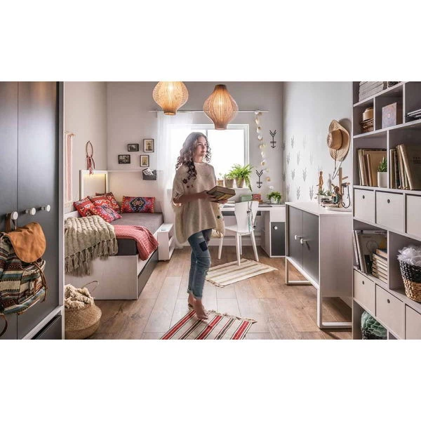 VOX Nest Jugendzimmer 2-türig Mit Bett Larch/graphite 1 VOX Nest Jugendzimmer 2-türig Mit Bett Larch/graphite