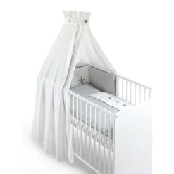 Schardt Stern Grau Bettset 4- Teilig Mit Bettwäsche, Himmel Und Nestchen