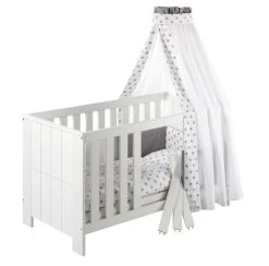 Schardt Big Stars Grey Bettset 4- Teilig Mit Bettwäsche, Himmel Und Nestchen