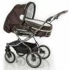 HESBA Condor Coupe Kinderwagen Außen 888 Innen 700 Teilleder Schwenkbare Vorderräder, Ledergriff Dunkelbraun