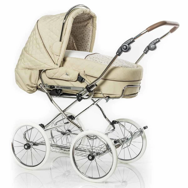 HESBA Condor Coupe Kinderwagen Außen 298 Innen 718 Räder Weiß 30 Cm, Ledergriff Braun 1 HESBA Condor Coupe Kinderwagen Außen 298 Innen 718 Räder Weiß 30 Cm, Ledergriff Braun