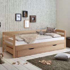 Relita EMILIA Einzelbett Buche Massiv Natur 90/180 X 200 Cm, Ausziehbar -Baby Welt Verkauf eb emma natur bettkasten 1