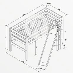 Relita ELIYAS Spielbett Buche Massiv Geölt Mit Rutschenturm - Zum Einzelbett Umbaubar -Baby Welt Verkauf eliyas bemassung 3