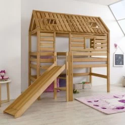 Relita ELIYAS Spielbett Buche Massiv Geölt Mit Rutschenturm - Zum Einzelbett Umbaubar -Baby Welt Verkauf eliyas geoelt tom 1