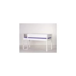 Manis-h Halbhohes Bett FREJ 90x200 Cm Einfarbig Absturzsicherung & Leiter - 20 Farben Wählbar