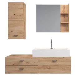 Trendteam Geo Badmöbel Inkl. Waschbecken 4-teilig Artisan Eiche