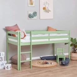 Hoppekids ECO Comfort Halbhohes Bett Pale Green 90x200 Cm - Ohne Lattenrost -Baby Welt Verkauf halbhochbett green 90x200 2
