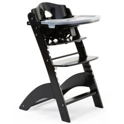 Childhome Lambda 3 Hochstuhl Schwarz Mit Schutzbügel, Gurtsystem Und Tisch