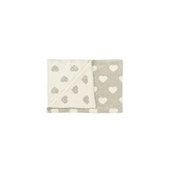 Schardt Kuscheldecke Herzchen Melange Beige 95x120 Schmusedecke - 100% Baumwolle