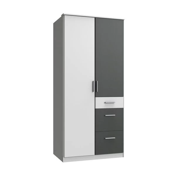 Wimex Joker Kleiderschrank 2-türig Weiß / Graphit 1 Wimex Joker Kleiderschrank 2-türig Weiß / Graphit