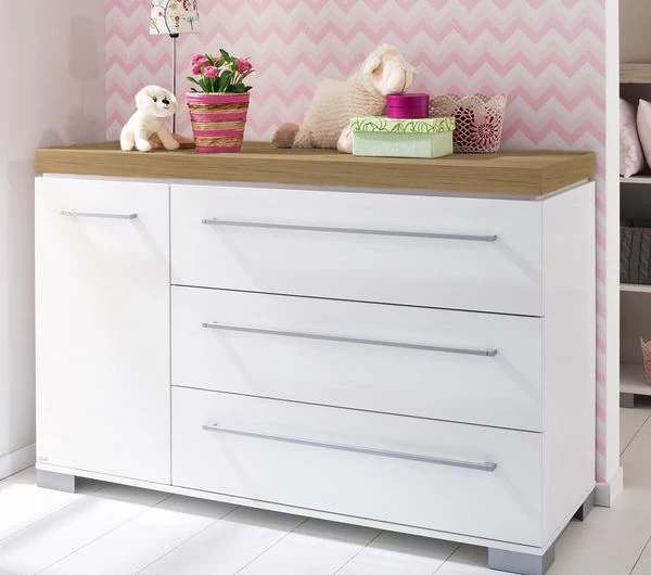 Paidi Kira Sparset Kreideweiß/Eiche-Nebraska Babybett & Wickelkommode Inkl. Gratis Lieferung 4 Paidi Kira Sparset Kreideweiß/Eiche-Nebraska Babybett & Wickelkommode Inkl. Gratis Lieferung – Bild 4