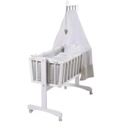 Roba Komplettwiegen-Set Weiß Inklusive Textiler Ausstattung Heartbreaker