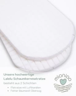 Mionido Stubenwagen Maxi Natur Pyjamabär Rosa Mit Garnierung, Matratze Und Matratzenbezug -Baby Welt Verkauf lalelu 2 schichten 5