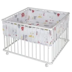 Schardt Laufgitter Basic Buche Massiv Weiß 100 X 100 Cm, Mit Laufrollen, Folie Monster