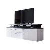 Trendteam Mood TV-Lowboard Weiß Melamin / Stone Dunkel