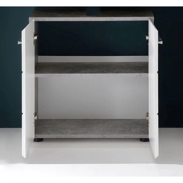 Trendteam Nano Badmöbel-Set 5-teilig Beleuchtet Weiß Hochglanz / Beton Stone 4 Trendteam Nano Badmöbel-Set 5-teilig Beleuchtet Weiß Hochglanz / Beton Stone – Bild 4