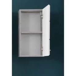 Trendteam Nano Badmöbel-Set 5-teilig Beleuchtet Weiß Hochglanz / Beton Stone 10 Trendteam Nano Badmöbel-Set 5-teilig Beleuchtet Weiß Hochglanz / Beton Stone -Baby Welt Verkauf nano bd 1846 501 35 frontal geoeffnet 2