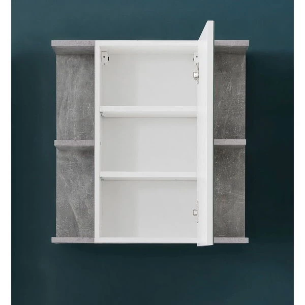 Trendteam Nano Badmöbel-Set 5-teilig Beleuchtet Weiß Hochglanz / Beton Stone 3 Trendteam Nano Badmöbel-Set 5-teilig Beleuchtet Weiß Hochglanz / Beton Stone – Bild 3