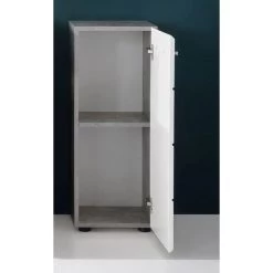 Trendteam Nano Badmöbel-Set 5-teilig Beleuchtet Weiß Hochglanz / Beton Stone 11 Trendteam Nano Badmöbel-Set 5-teilig Beleuchtet Weiß Hochglanz / Beton Stone -Baby Welt Verkauf nano bd 1846 801 35 frontal geoeffnet 2