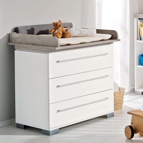 Paidi Kira Wickelkommode Schmal Nautik Schubkästen Kreideweiß 1 Paidi Kira Wickelkommode Schmal Nautik Schubkästen Kreideweiß