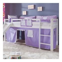 Relita ELIYAS Spielbett Buche Massiv Weiß Mit Rutsche - Zum Einzelbett Umbaubar -Baby Welt Verkauf purple weiss gr 9