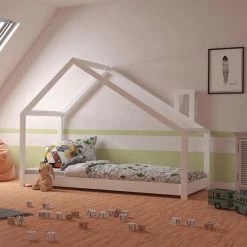 Nature Kid Milo Hausbett Weiß Mit Giebeldach Liegefläche 90 X 200