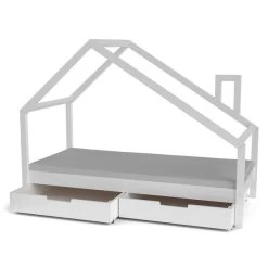 Nature Kid Milo Hausbett Weiß Mit Giebeldach Liegefläche 90 X 200 -Baby Welt Verkauf ravenna wei schubf cher whiteroom 2k