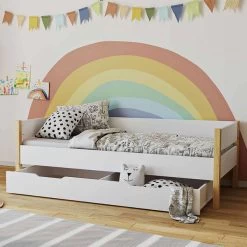 Artkid Ruby Einzelbett Weiß/natur 90x200 Cm Aus Massiver Kiefer