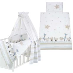 Schardt Banjo Blau Bettset 4- Teilig Mit Bettwäsche, Himmel Und Nestchen